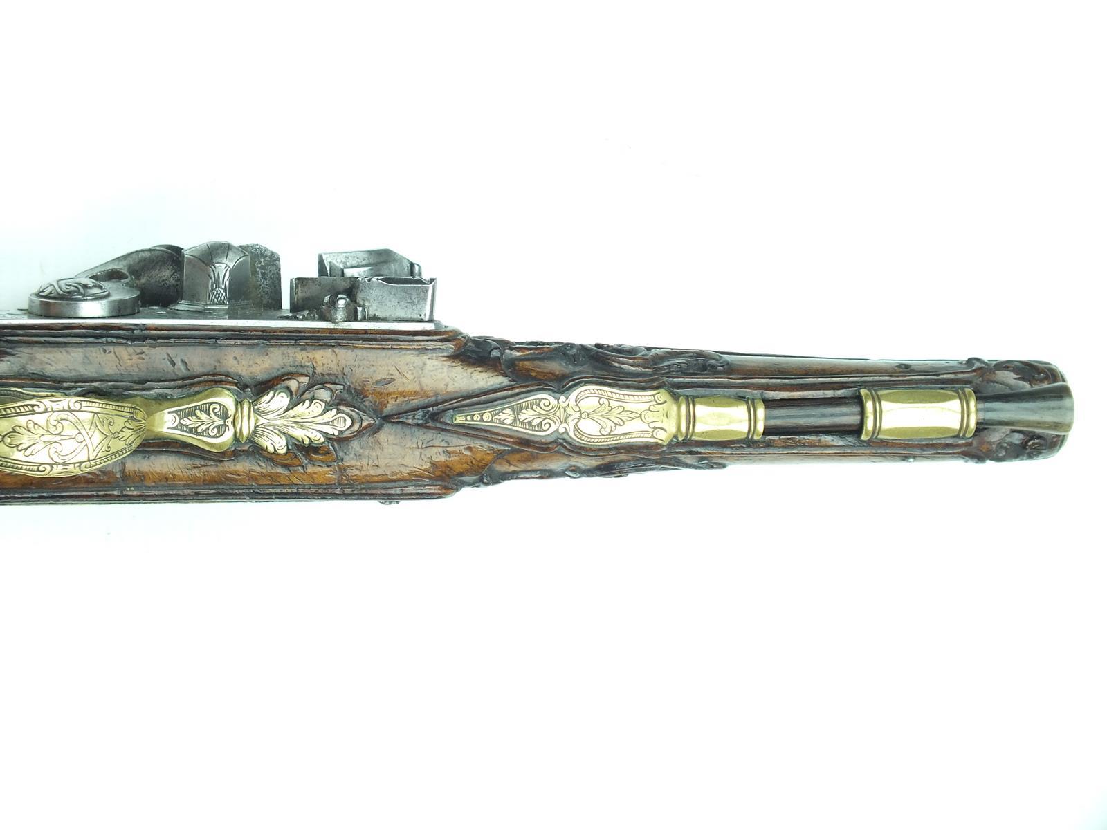 A 40-bore Tusco-Emilian snaphaunce travelling pistol by Brento, 6.75inch two-stage swamped barrel, - Image 9 of 10