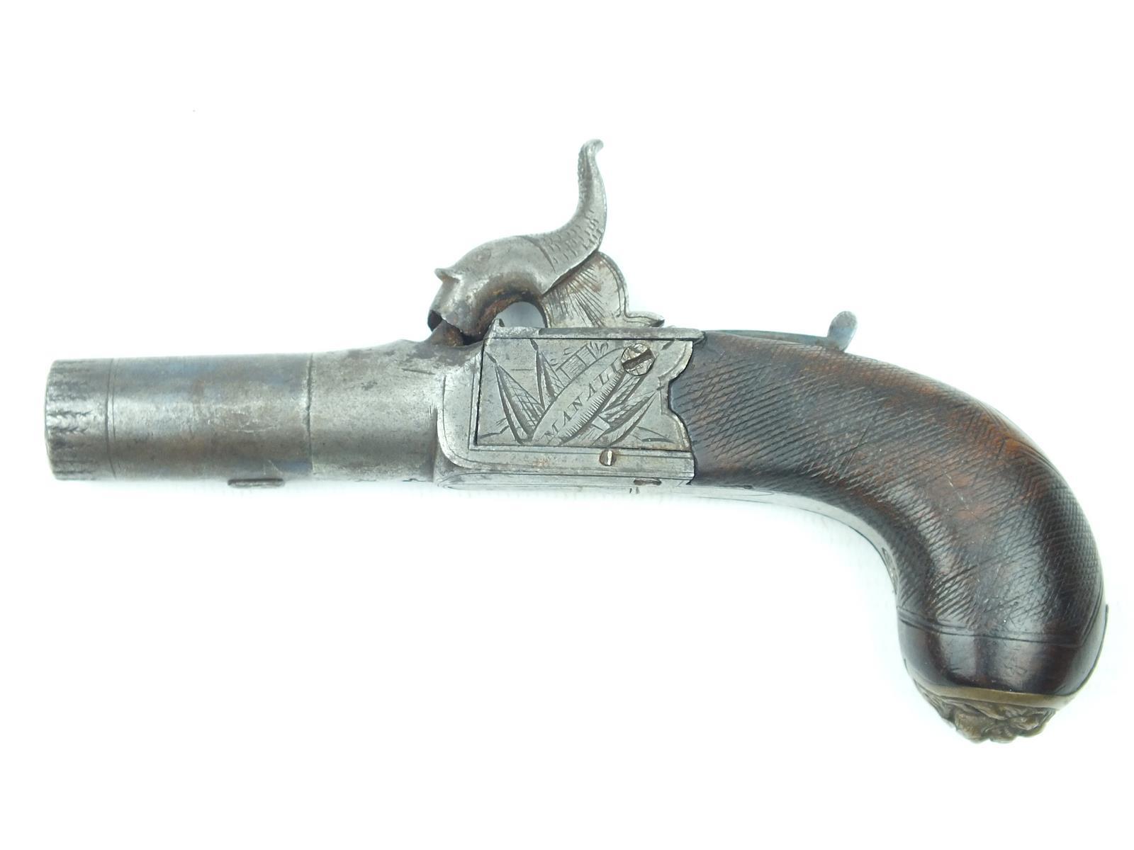 A 54-bore percussion pocket pistol by Manalu of Ollerton, 1.5inch turn-off barrel, border engraved - Image 4 of 9