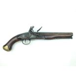 A Volunteer flintlock Light Dragoon service pistol of carbine bore by Williams, 9inch barrel, border