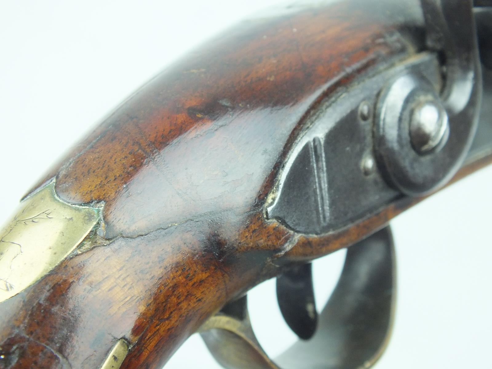 A 22-bore flintlock Livery pistol by Manton, 8inch two-stage slightly swamped barrel, stepped lock - Image 7 of 13