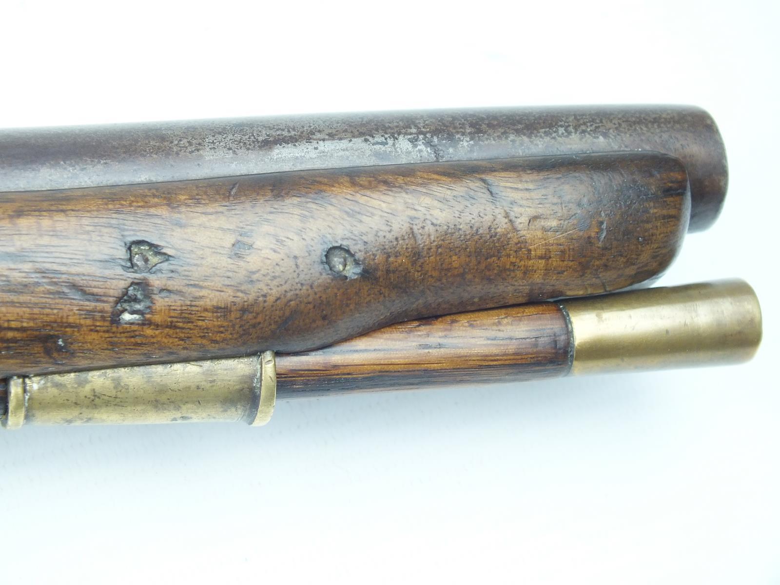 A flintlock Long Sea Service pistol, 12inch barrel, border engraved lock stamped with a crown over - Image 6 of 10
