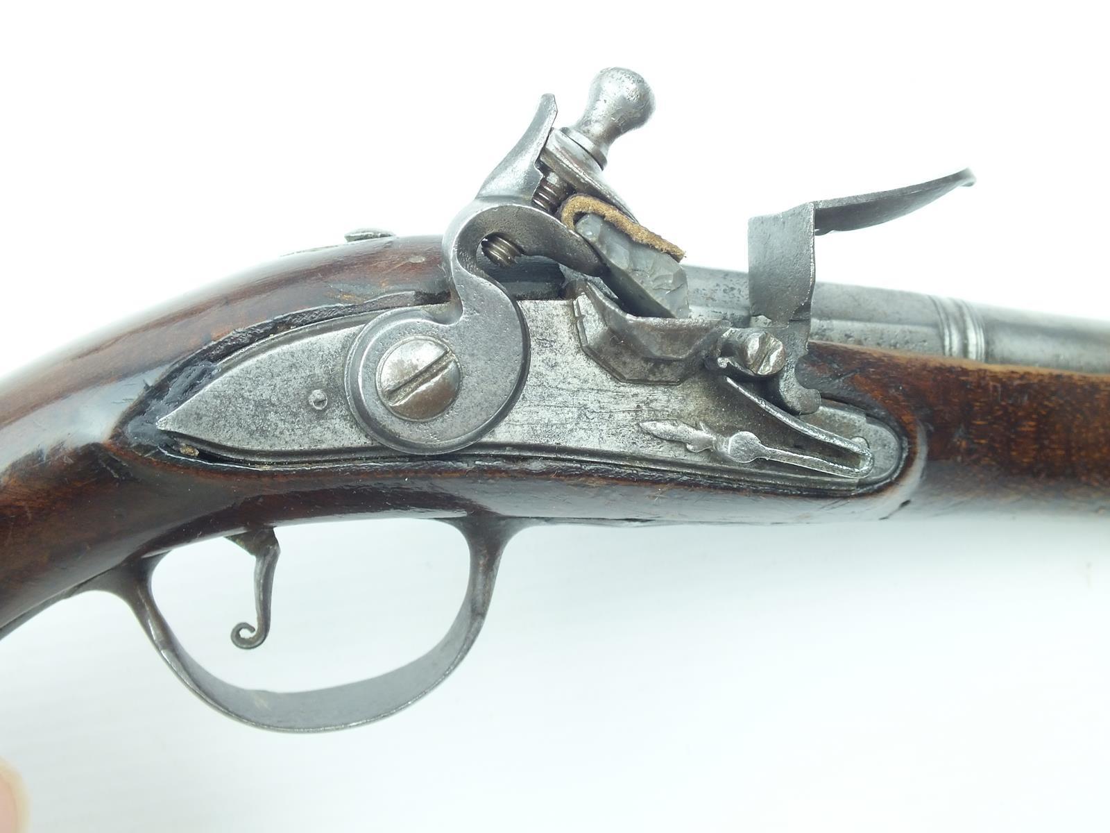 A flintlock travelling pistol by Harvey, 6inch sighted octagonal barrel, signed stepped lock with - Image 7 of 14