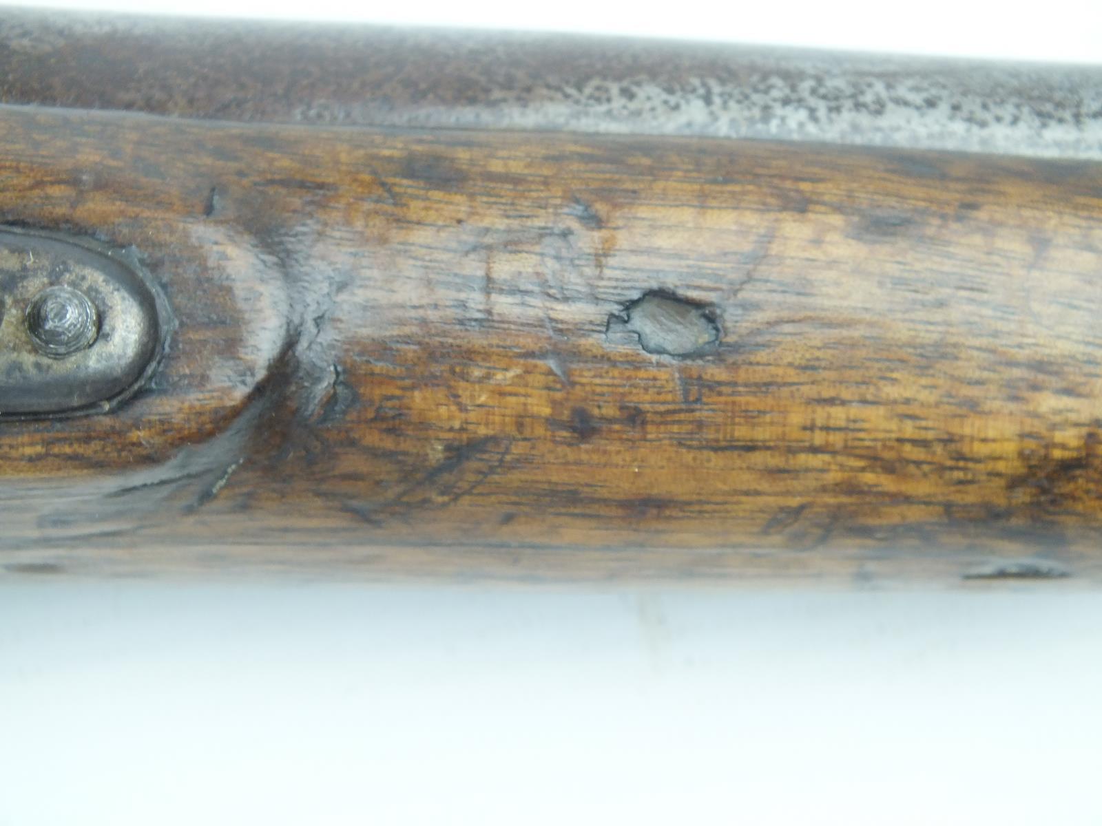 A flintlock Long Sea Service pistol, 12inch barrel, border engraved lock stamped with a crown over - Image 5 of 10