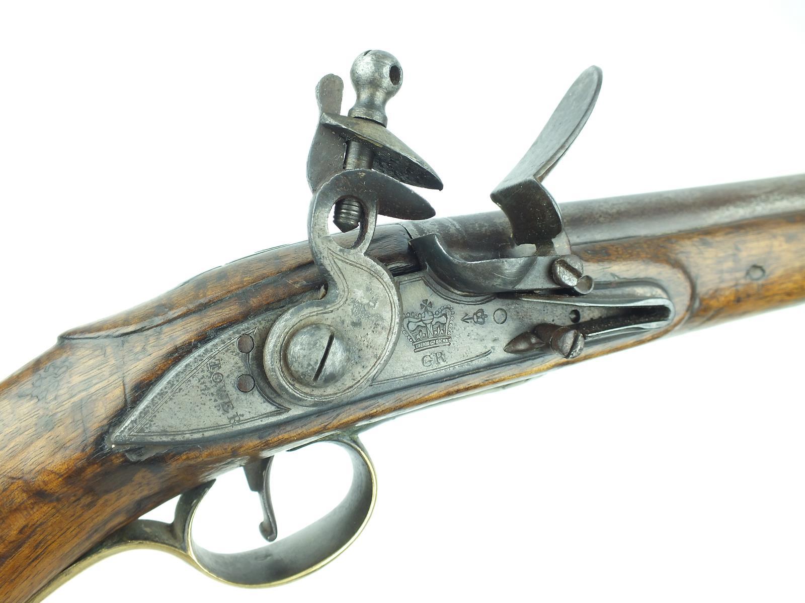 A flintlock Long Sea Service pistol, 12inch barrel, border engraved lock stamped with a crown over - Image 2 of 10