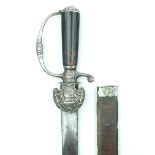 An 18th Century English Silver hilted hunting hanger, 55.5cm sawbacked blade, the hallmarked