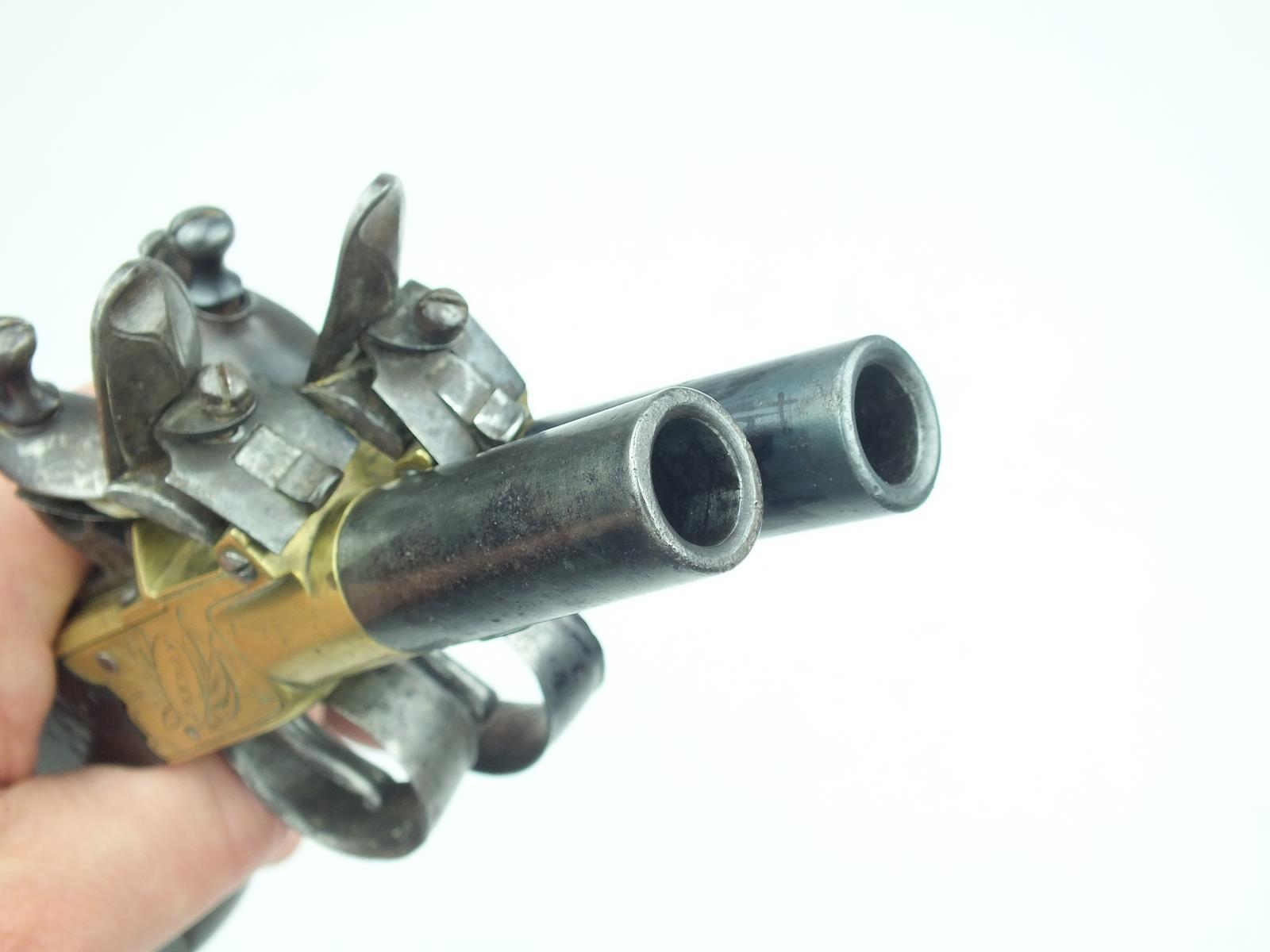 A pair of flintlock boxlock pocket pistols signed Mortimer, 1.75inch turn-off barrels, border - Image 10 of 10