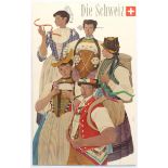 Travel Poster Switzerland Traditional Costumes
