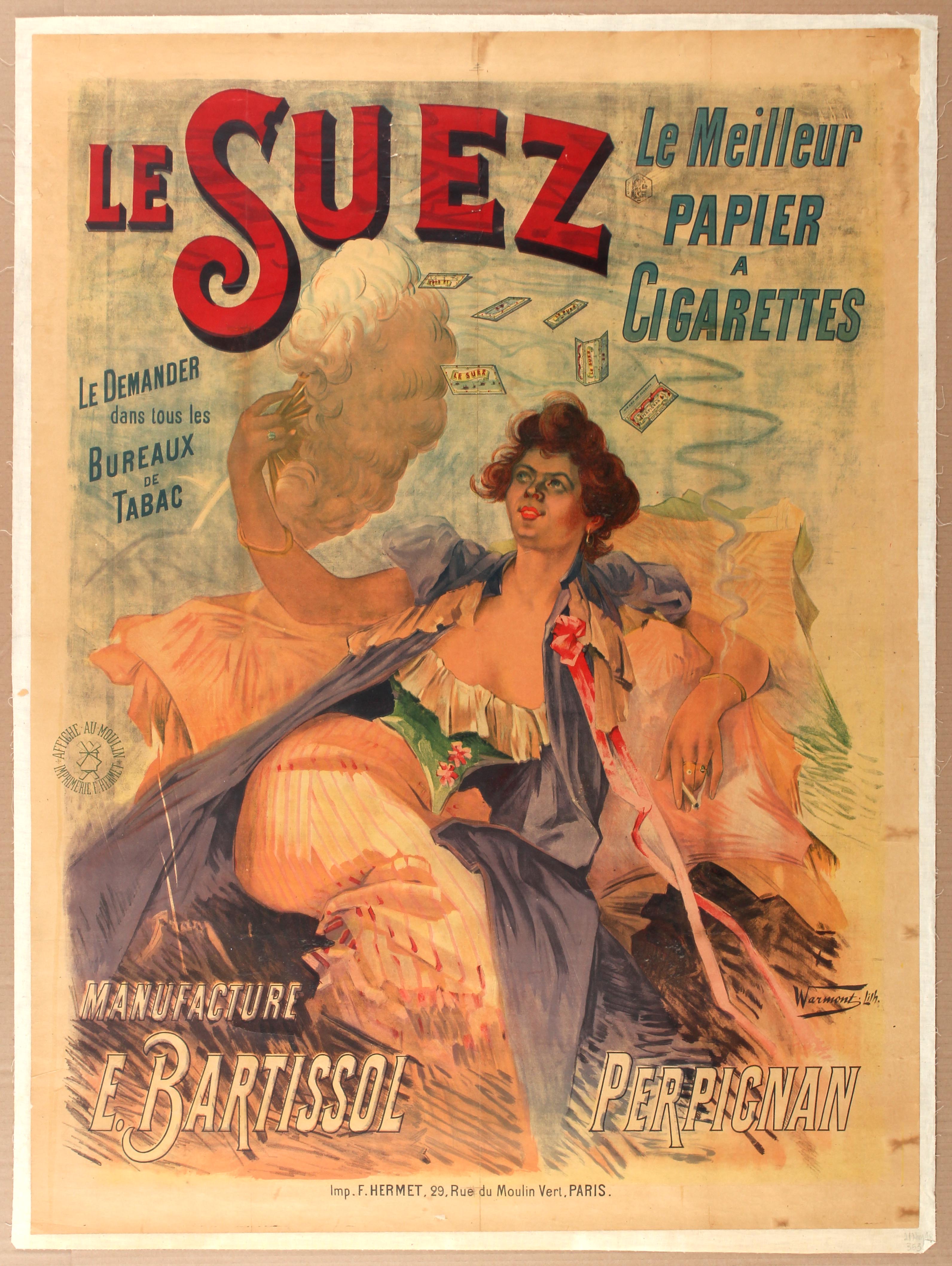 Advertising Poster Cigarette Le Suez France