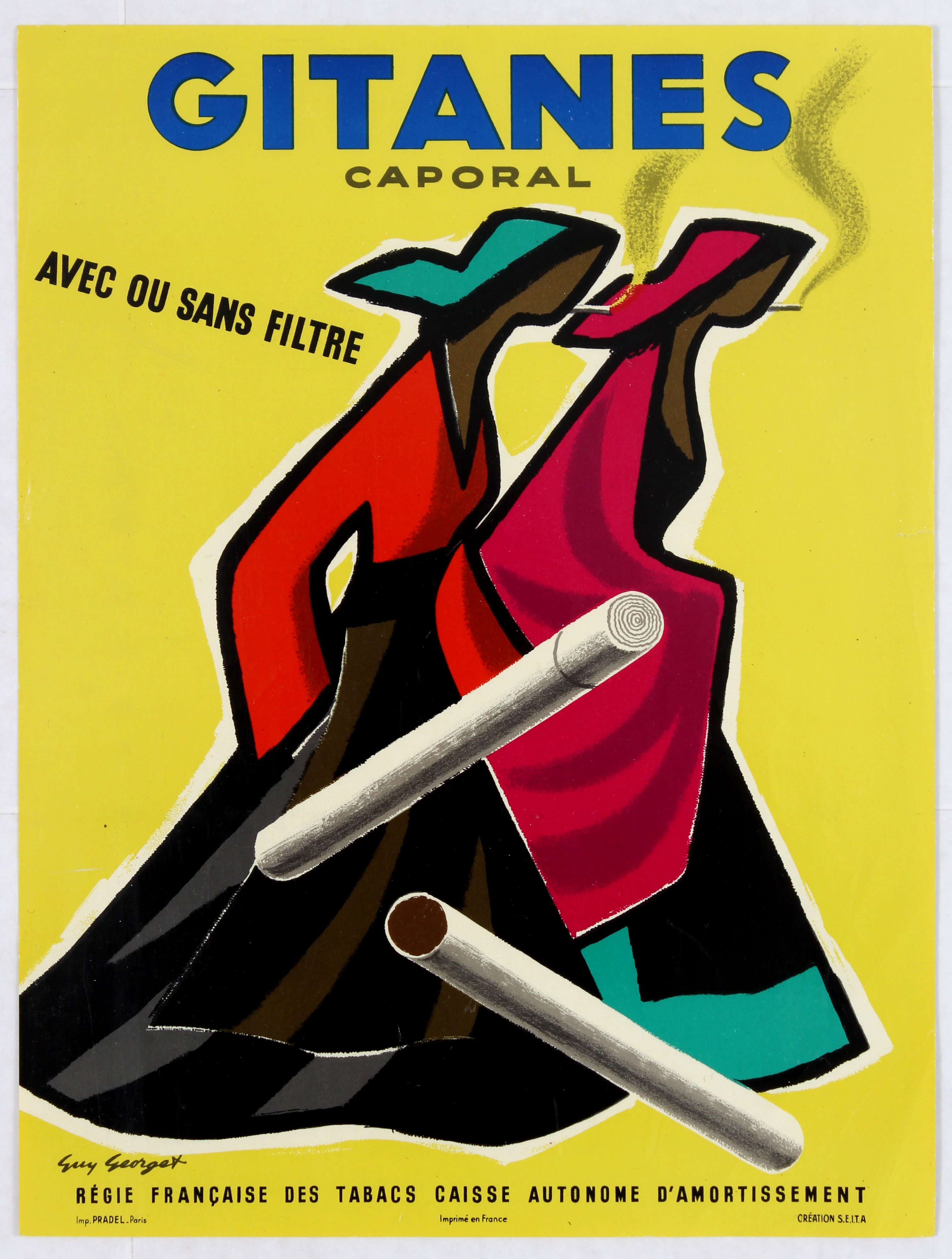 Advertising Poster Gitanes Caporal Cigarettes Georget
