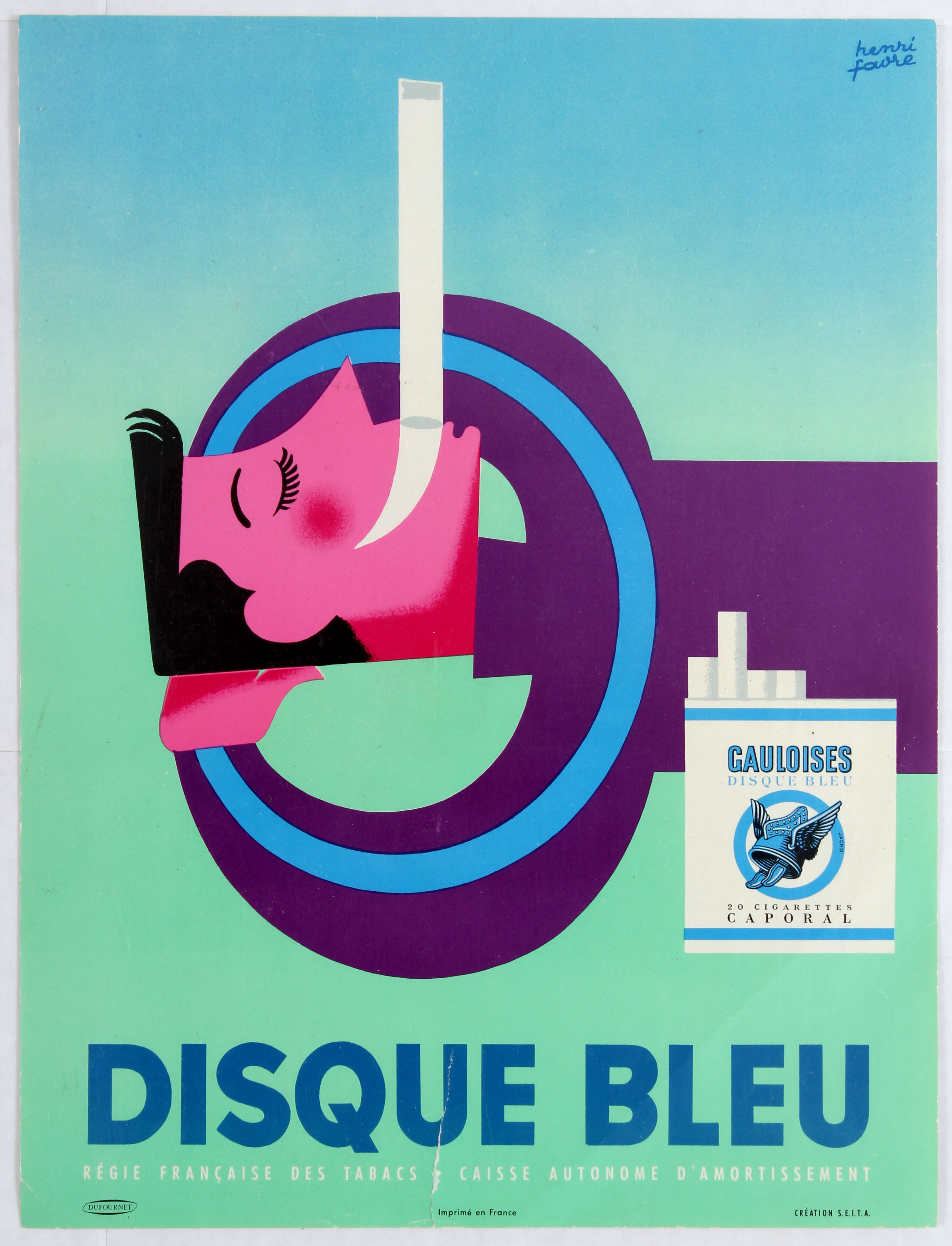 Advertising Poster Gauloise Disque bleu