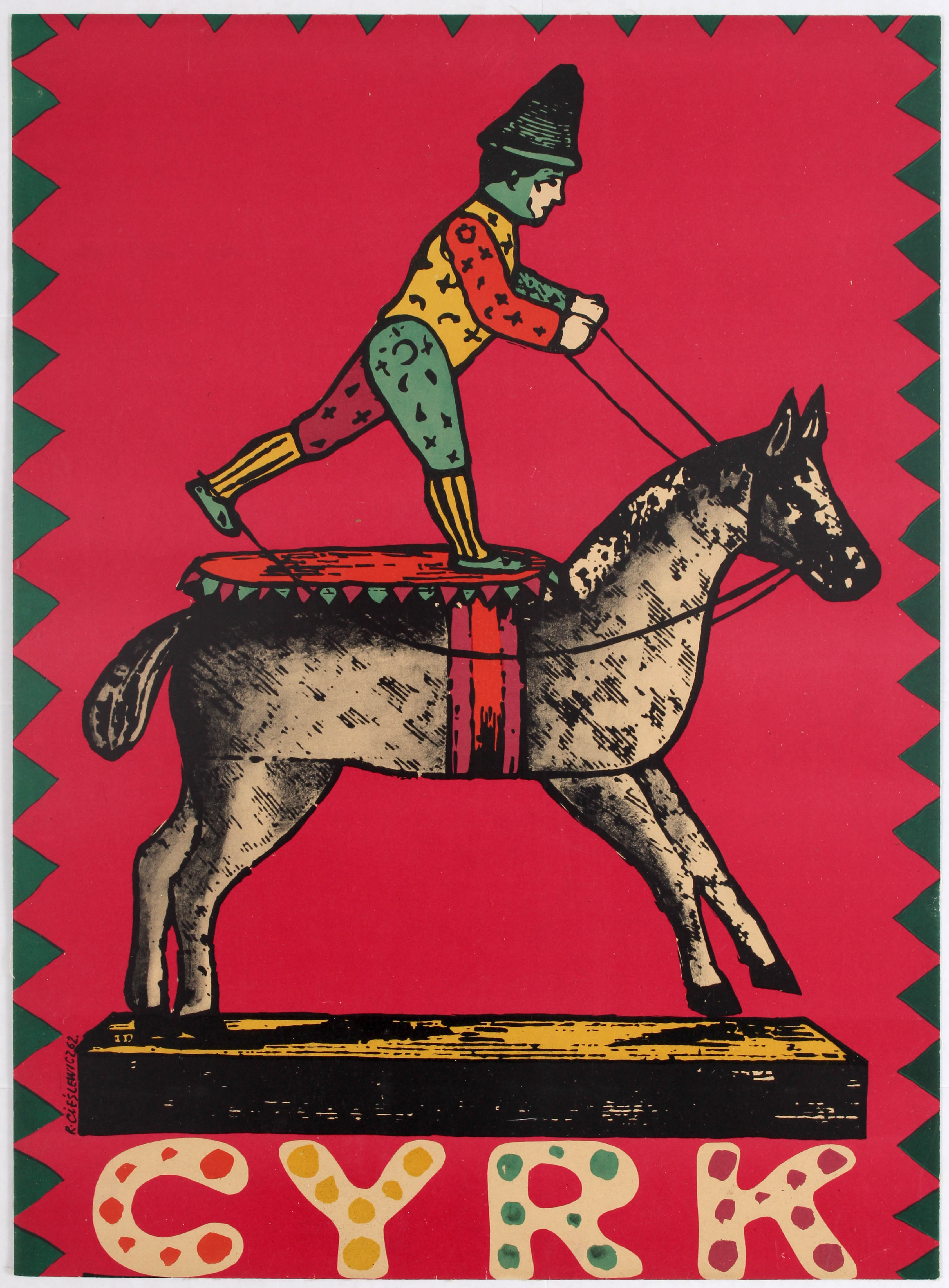 Advertising Polish Circus poster – Cyrk, wooden horse
