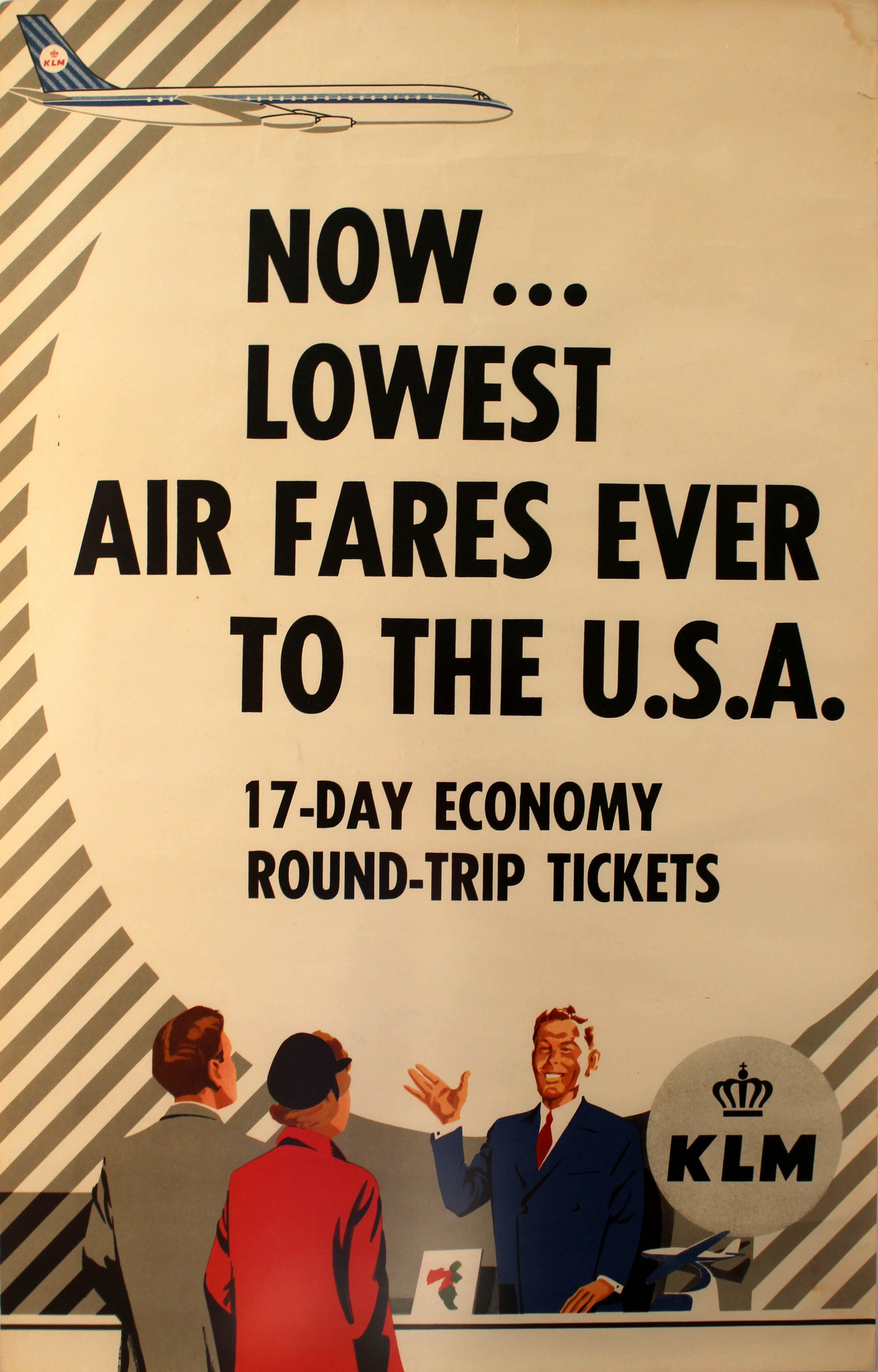 Travel Poster KLM USA Lowest Fares