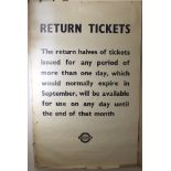Original London Underground Poster Return Tickets 1939