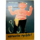 Advertising Poster Fish Chef Sailor Restaurant