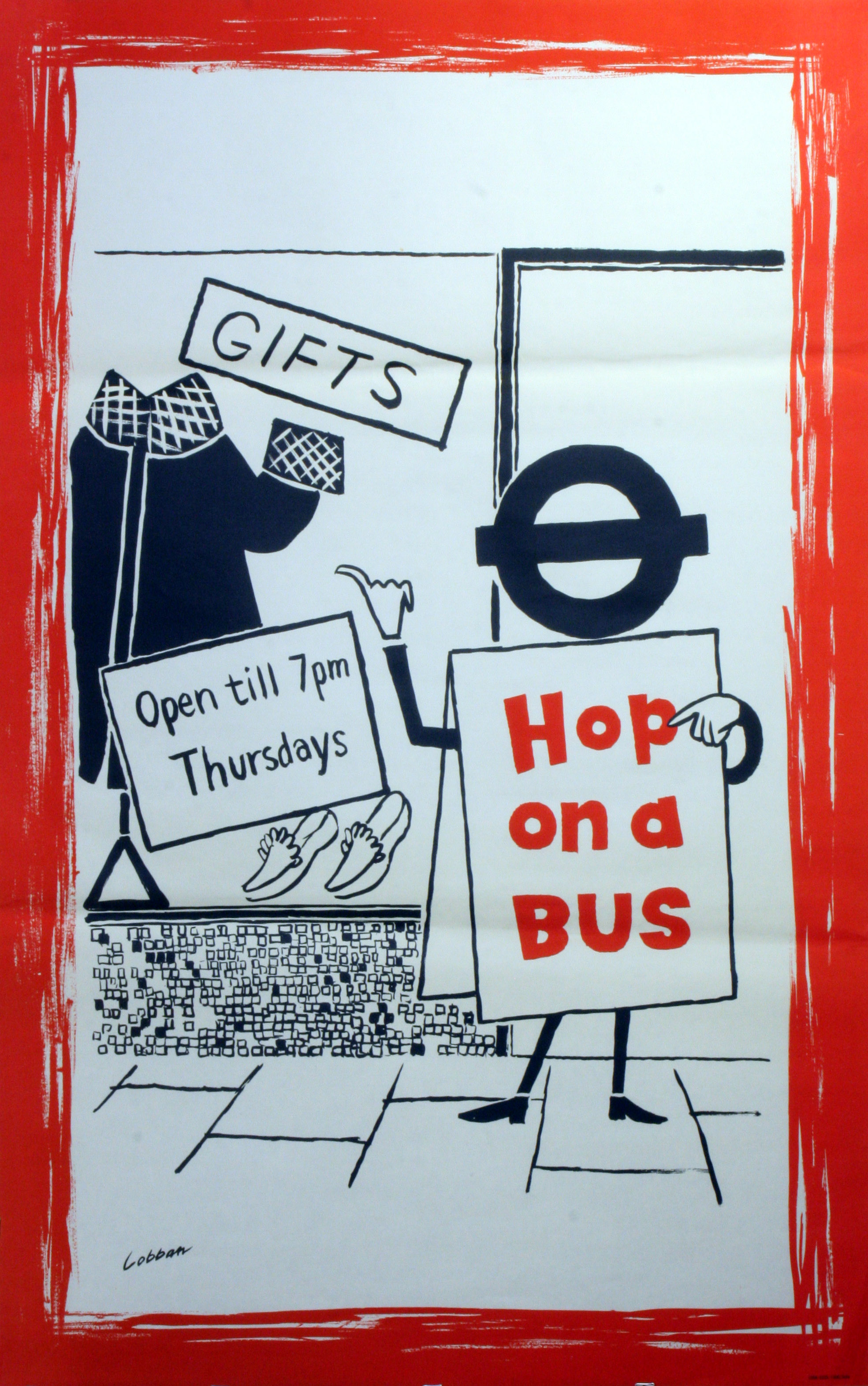 Original Vintage Poster LT London Transport: Hop on a Bus shop