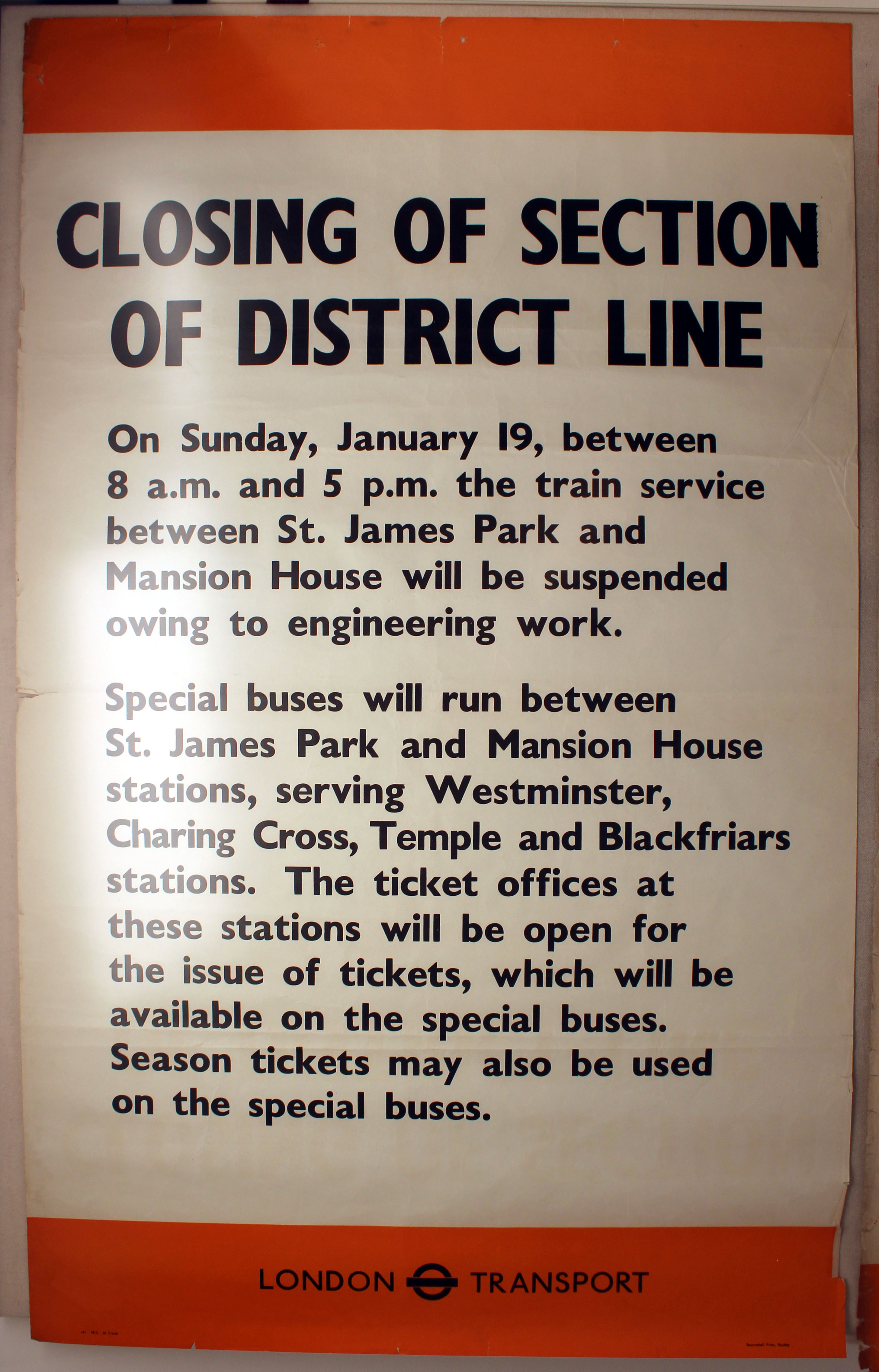 Original London Underground Poster District Line WWII
