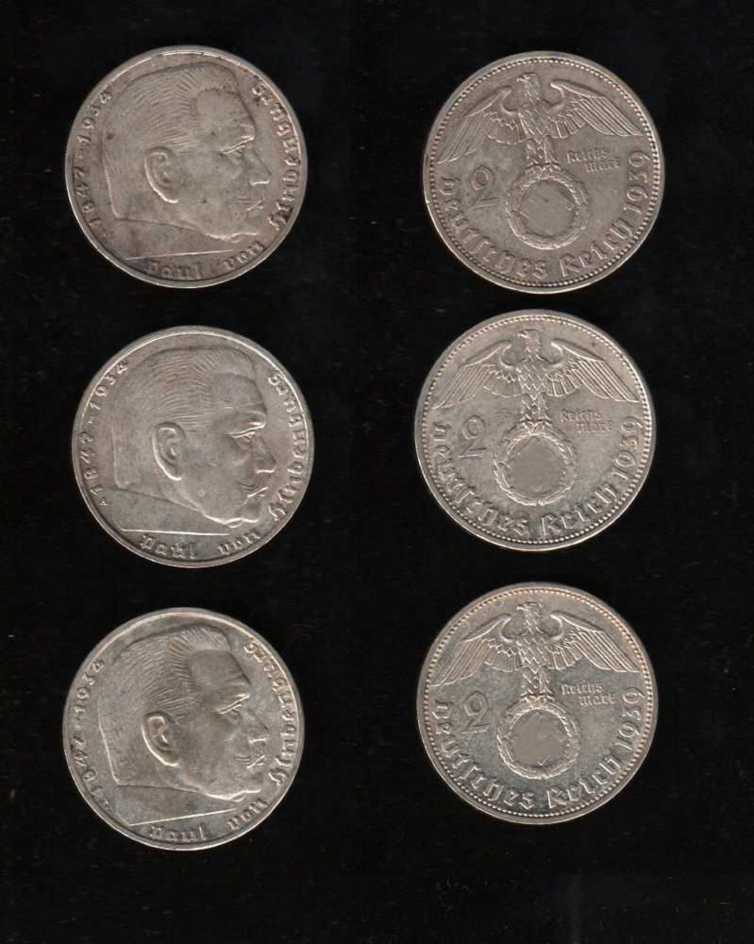 # Deutsches Reich. 240 Silbermünzen zu 2 Reichsmark. Paul von Hindenburg. 1937 - 1939.