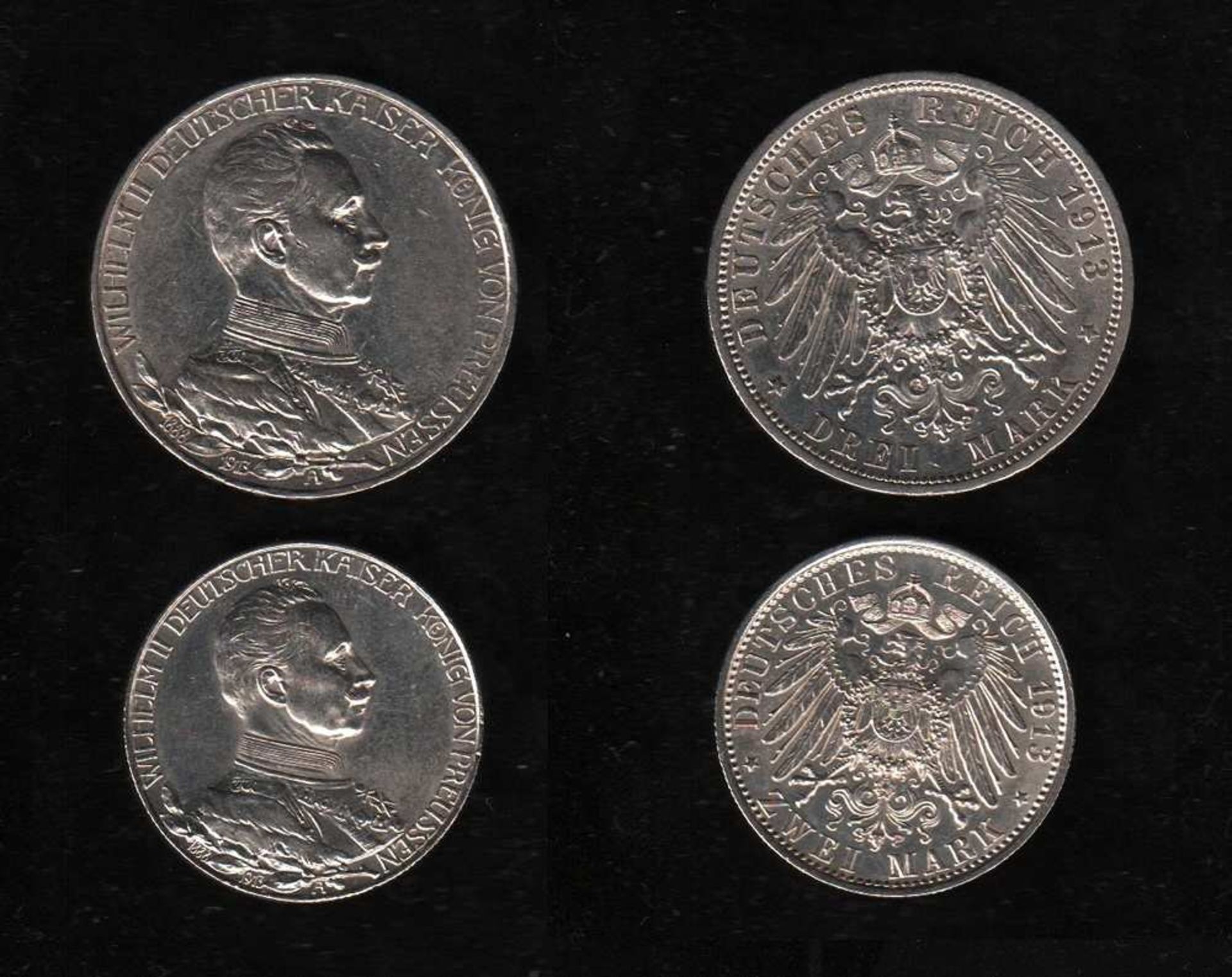# Deutsches Reich. Silbermünzen. 2 Mark und 3 Mark. Wilhelm II., Deutscher Kaiser. Zum 25jährigen