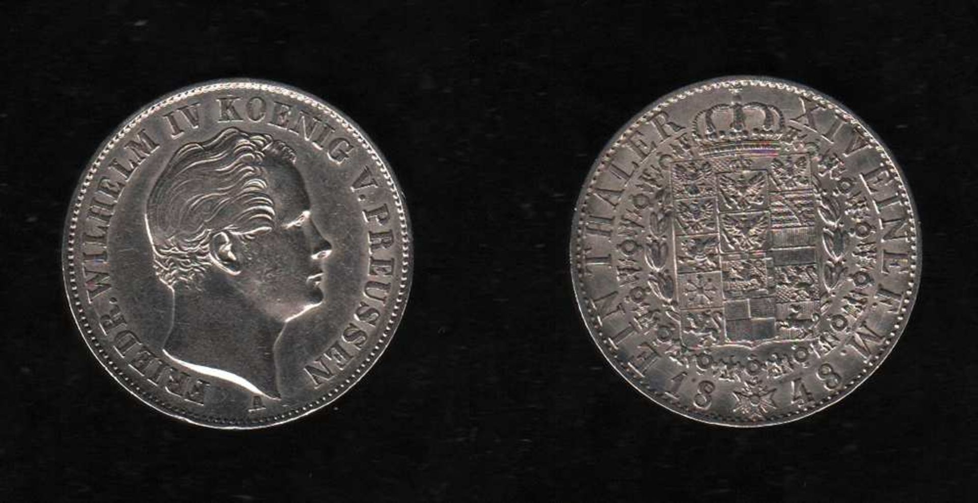 # Preußen. Silbermünze. 1 Taler. Friedrich Wilhelm IV., König von Preußen (1795 - 1861). A 1848.