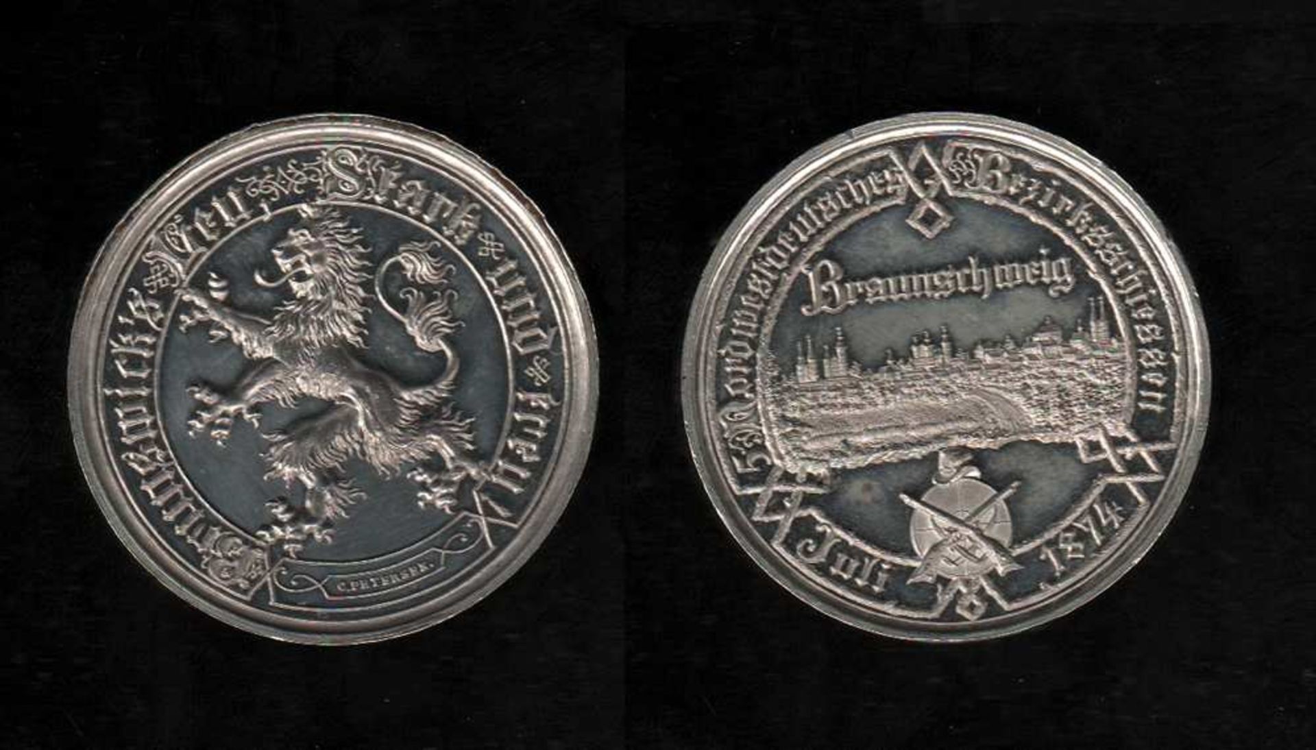 # Braunschweig. Medaille zum 5. Nordwestdeutschen Bezirksschießen in Braunschweig Juli 1874. - Image 3 of 3