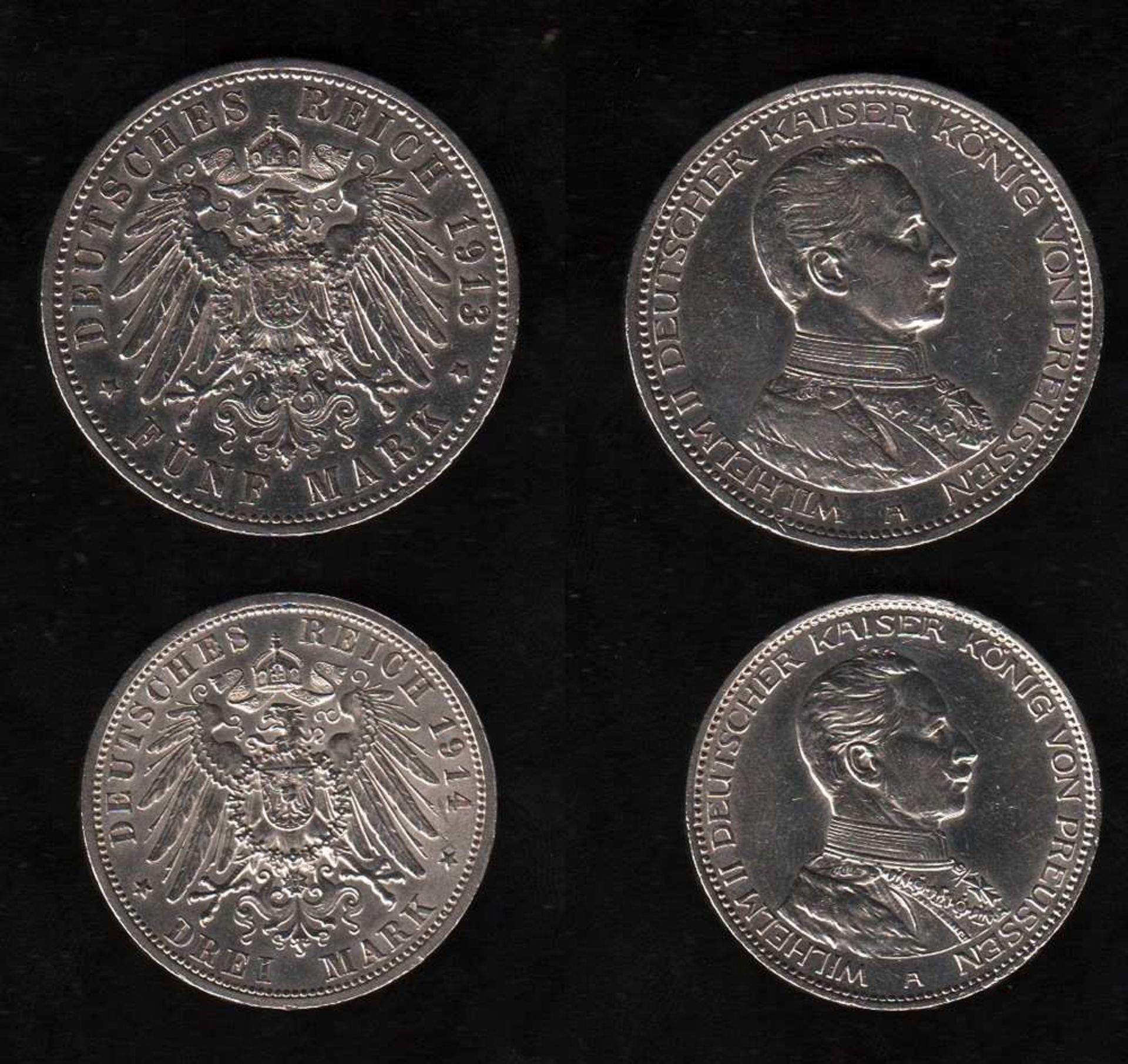 # Deutsches Reich. Silbermünze. 5 Mark. Wilhelm II., Deutscher Kaiser. A 1913. Vorderseite: