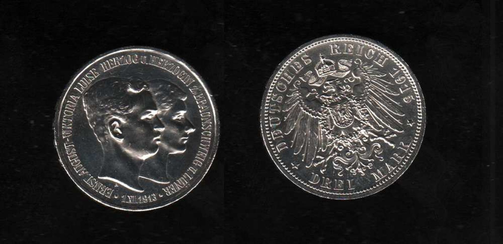 # Deutsches Reich. Silbermünze. 3 Mark. Ernst August und Viktoria Luise, Herzog und Herzogin zu