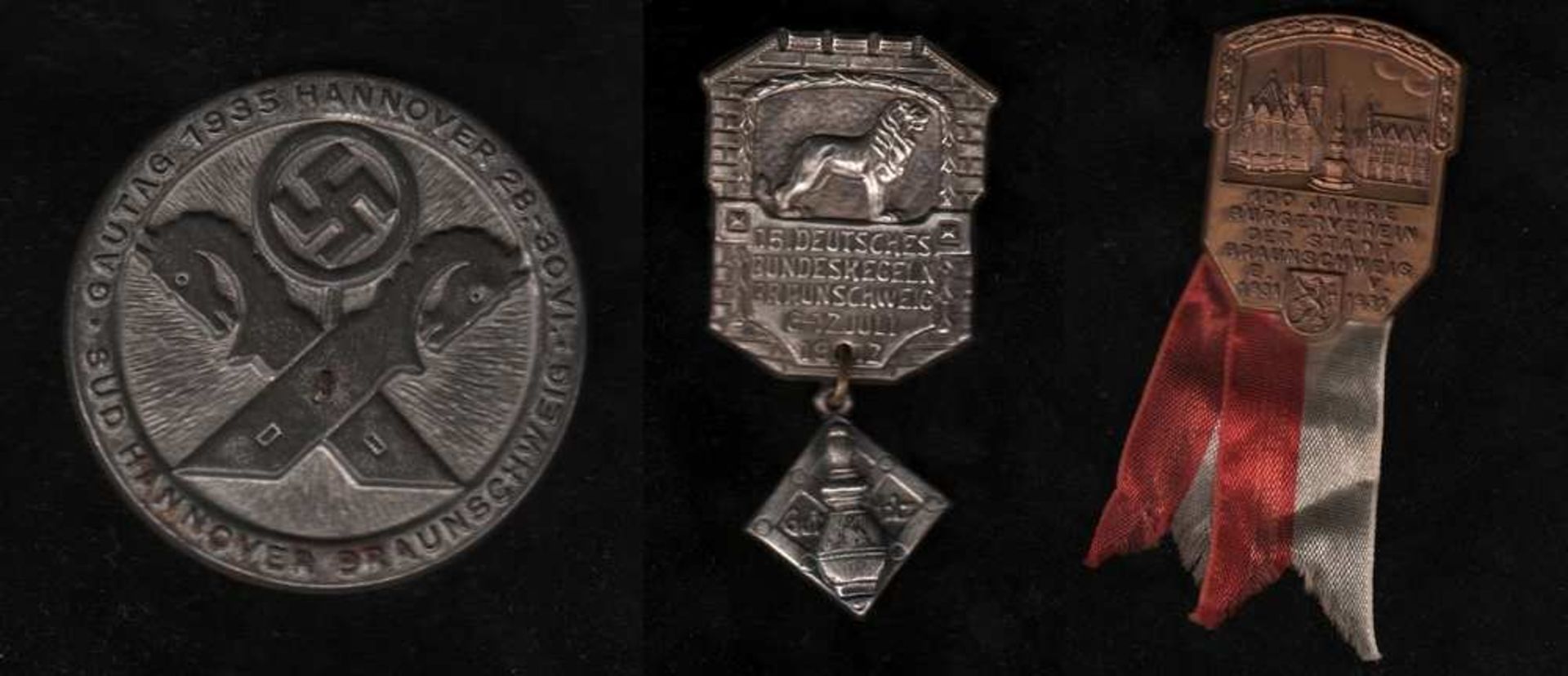 # Braunschweig. Abzeichen aus Metall zum 15. Deutschen Bundeskegeln in Braunschweig 1912. Größe: