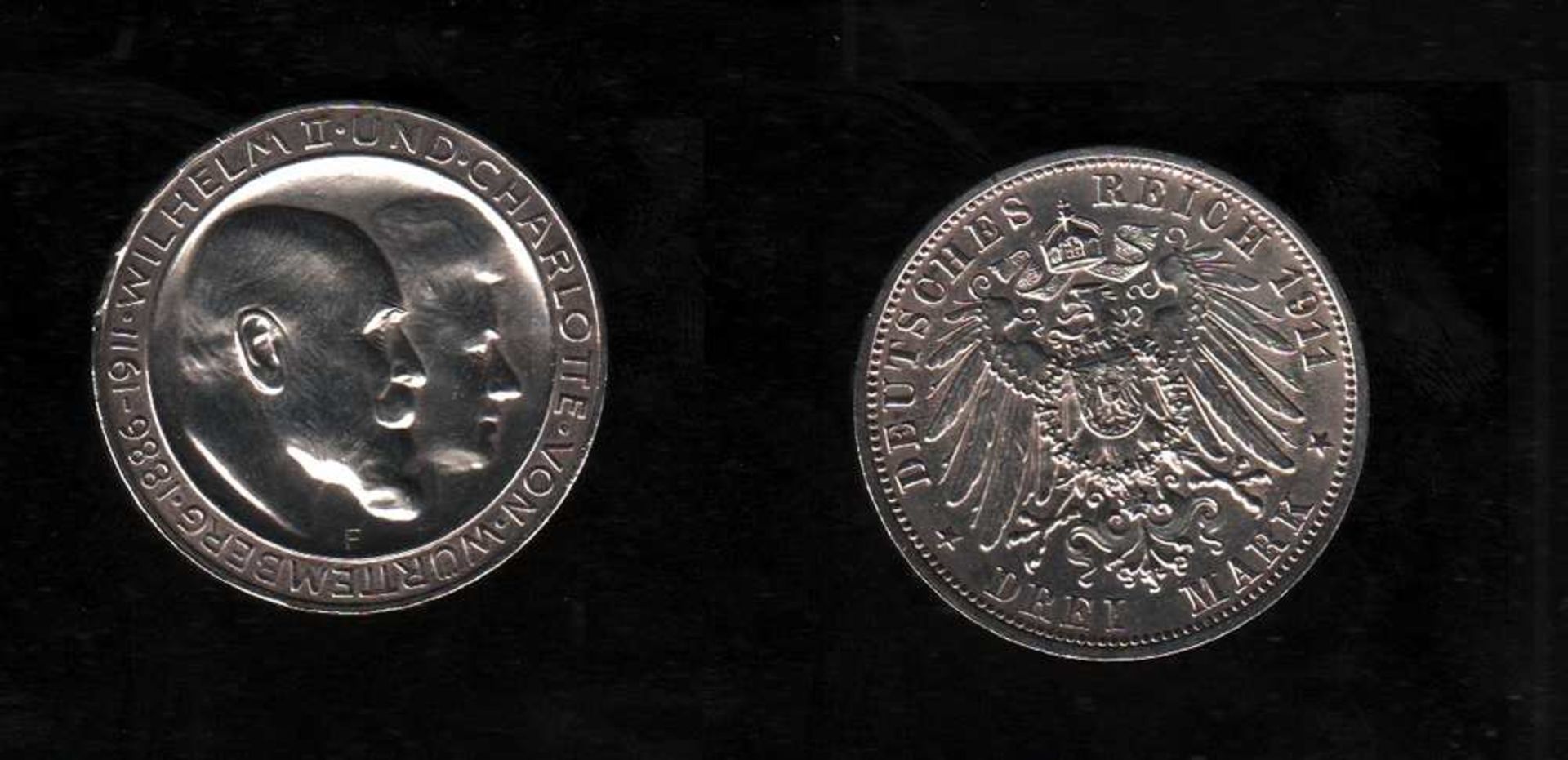 # Deutsches Reich. Silbermünze. 3 Mark. Wilhelm II. und Charlotte von Württemberg, zur Silbernen