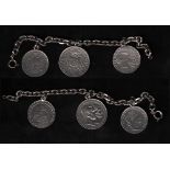 # Deutsches Reich. Kette aus Silber (835) mit drei Münzen als Anhänger. Gewicht (Kette und