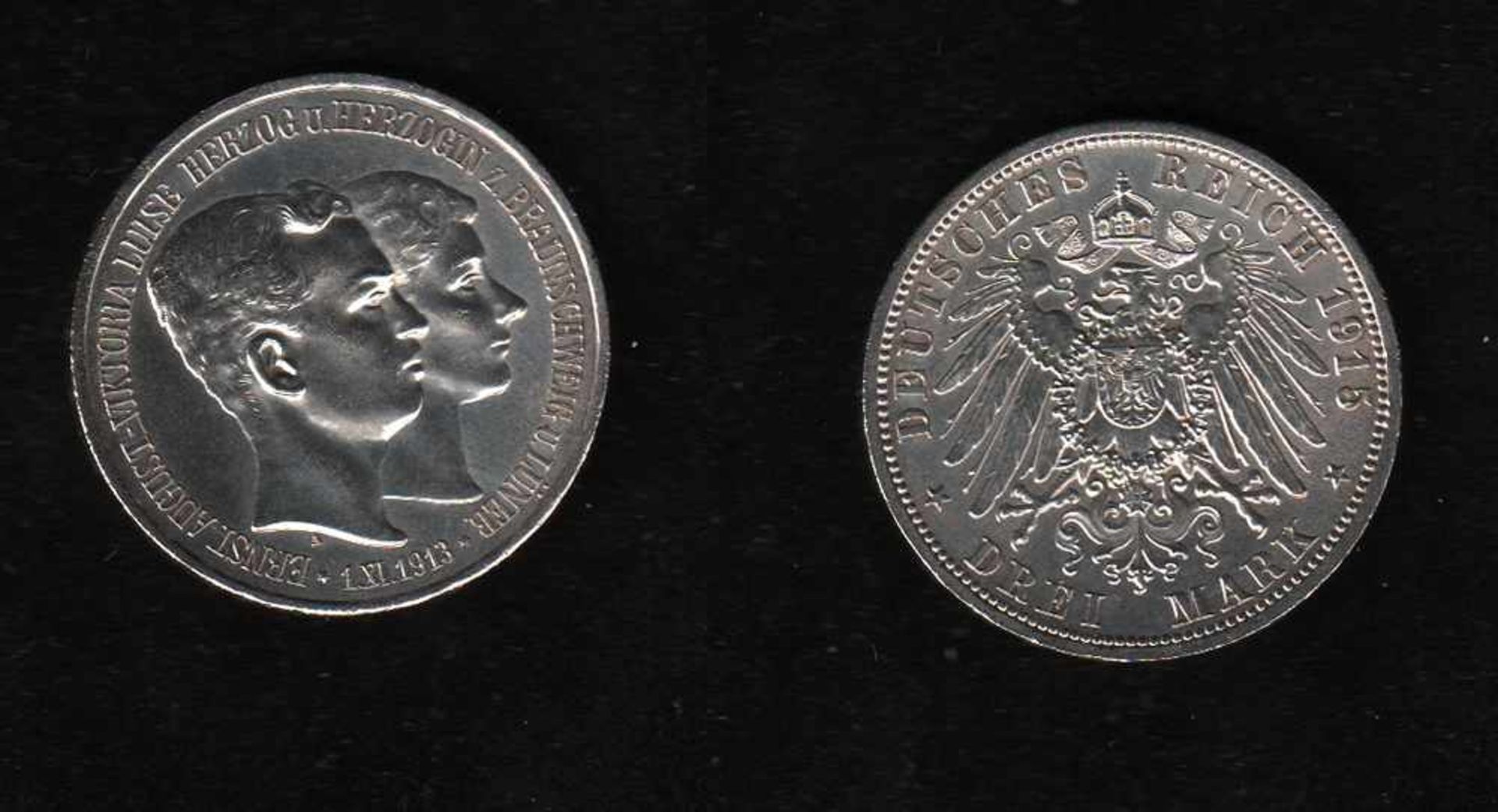 # Deutsches Reich. Silbermünze. 3 Mark. Ernst August und Viktoria Luise, Herzog und Herzogin zu