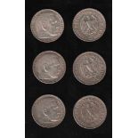 # Deutsches Reich. 47 Silbermünzen zu 5 Reichsmark. Paul von Hindenburg. 1935 - 1939. Vorderseite: