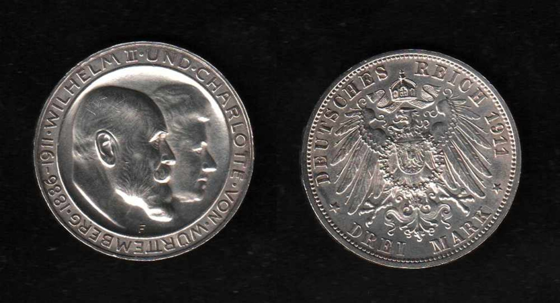 # Deutsches Reich. Silbermünze. 3 Mark. Wilhelm II. und Charlotte von Württemberg, zur Silbernen