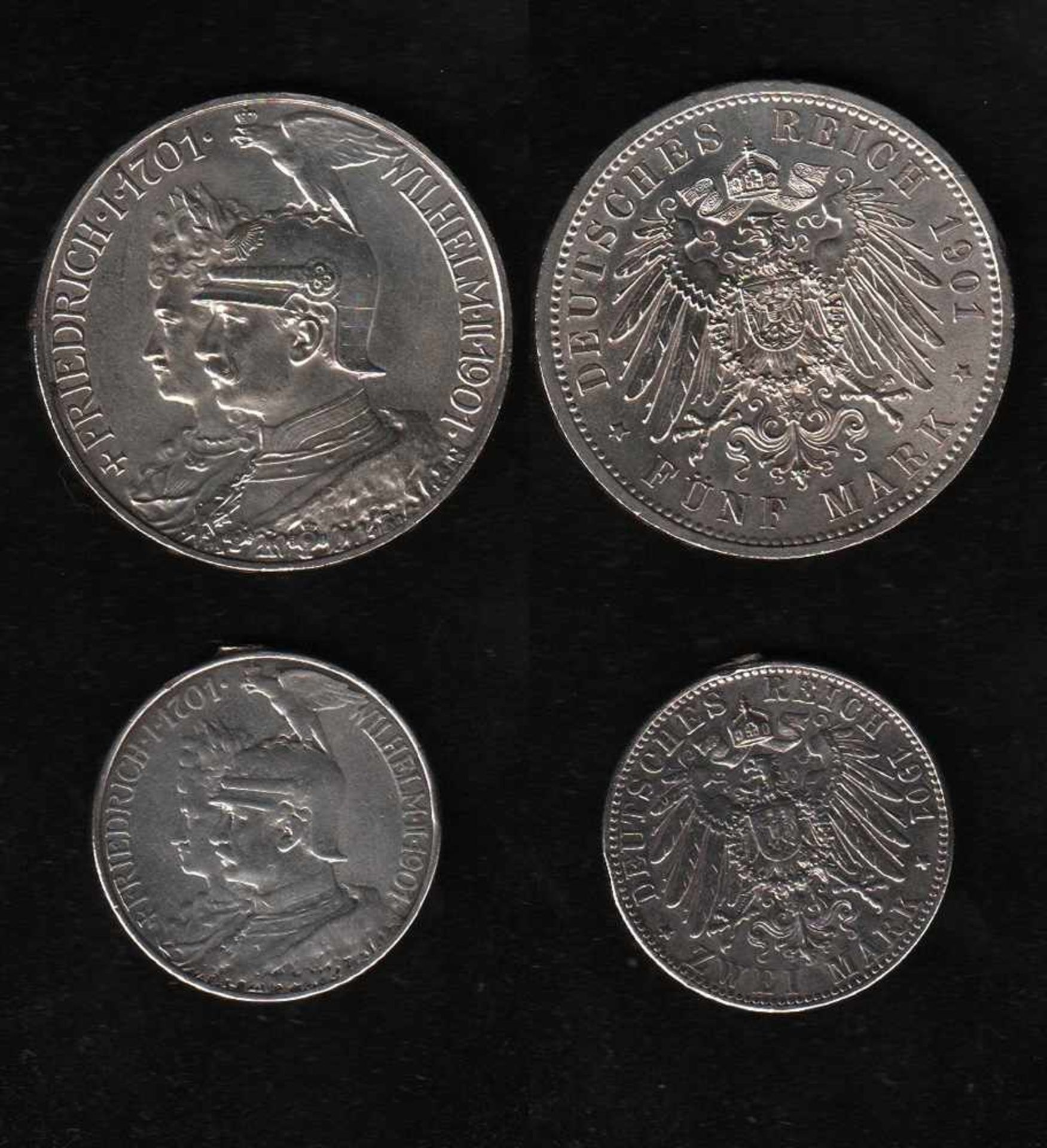 # Deutsches Reich. Silbermünze. 2 und 5 Mark. 200 Jahre Königreich Preußen. 1901. Vorderseite: