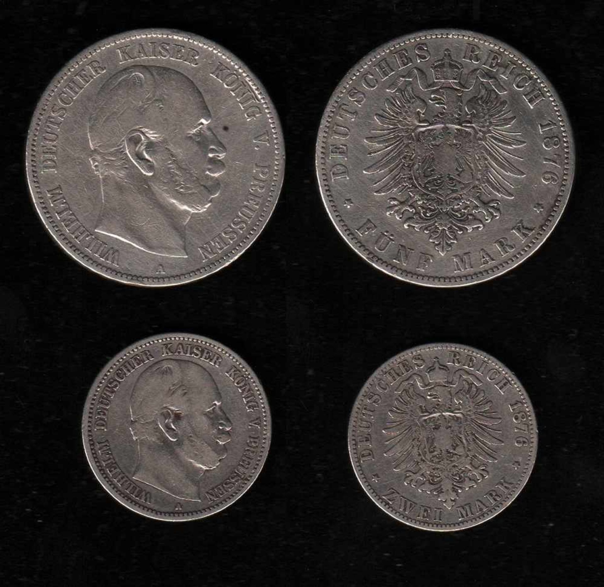 # Deutsches Reich. Silbermünzen. 2 und 5 Mark. Wilhelm I., Deutscher Kaiser. A 1876. Vorderseite: