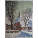 Blunck, Heinrich. (Kiel 1891 - 1963 Heikendorf). Am alten Dellenberg. Farblithographie, um 1930.