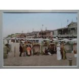 Nordfriesland.- Westerland - Sylt, Strandhallen III. Nachkolorierte Fotografie. Um 1920. Unten links