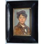 Müller, Maria (1842 - 1902). Porträt eines Jungen. Öl auf Holz. Um 1880. Unten links signiert. 26,
