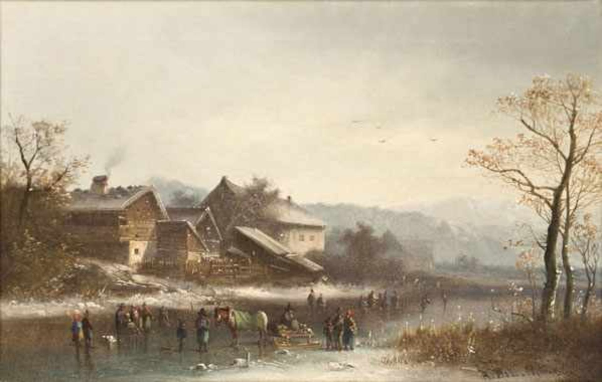Doll, Anton (München 1826 - 1887). Winterfreuden. Öl auf Leinwand. Um 1870. Unten rechts signiert