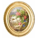 Lauer, Josef (Wien 1818 - 1881). Alpenblumen. Öl auf Leinwand. Um 1855. Unten links signiert 'Jos: