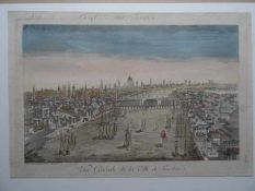 London.- Vue Générale de la Ville de Londres. Altkol. Guckkastenkupfer. Paris, Daumont, um 1800.