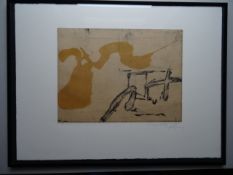 Tàpies, Antoni (Barcelona 1923 - 2012). Komposition. Farbradierung, um 1980. Signiert, gewidmet 'A