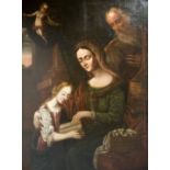 Anonym.- Maria und ihre Eltern Anna und Joachim. Öl auf Leinwand. (Um 1740). Rechts mittig sehr