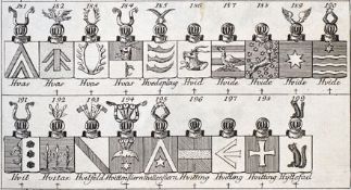 Heraldik.- Lexicon over adelige Familier. 2 Bde. und Suppl.-Bd. in 3 Bdn. Kopenhagen, 1787 und