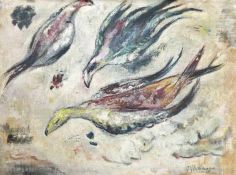 Gleichmann, Otto (Mainz 1887 - 1963 Hannover). Vögel. Öl auf Leinwand von 1954. Unten rechts