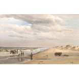 Neumann, Carl (1833 - 1891). Strandszene. Öl auf Leinwand. Um 1860. Unten rechts monogrammiert. 25,5