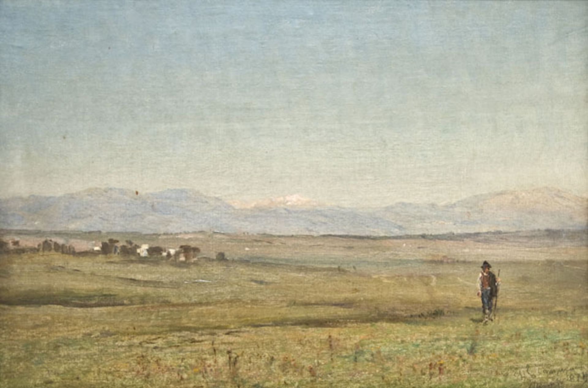 Christensen, Gottfred B.W. (Kopenhagen 1845 - 1928). Campagna di Roma. (1. Wintertag im Süden). Öl