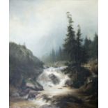Frische, Heinrich Ludwig (Altenbruch 1831 - 1901 Düsseldorf). Wasserfall aus dem Harz. Öl auf