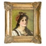Mechle-Grosmann, Hedwig (Görlitz 1857 - 1928 Ödenburg). Porträt einer jungen Frau. Öl auf Holz.