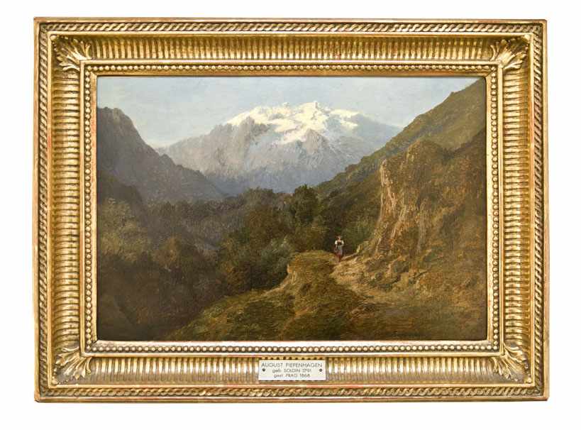 Piepenhagen, August (Soldin 1791 - 1868 Prag). Wanderin in den Alpen. Öl auf Leinwand. Um 1820.