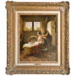 Bruycker, Francoise Antoine de (Gent 1816 - 1882 Antwerpen). Die glückliche Familie. Öl auf Holz. (